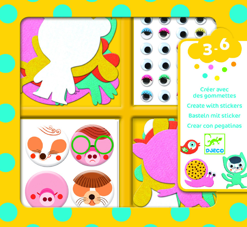 DJ09050 DJECO Uzlīmju komplekts - Es mīlu dzīvniekus, no 3-6gadiem