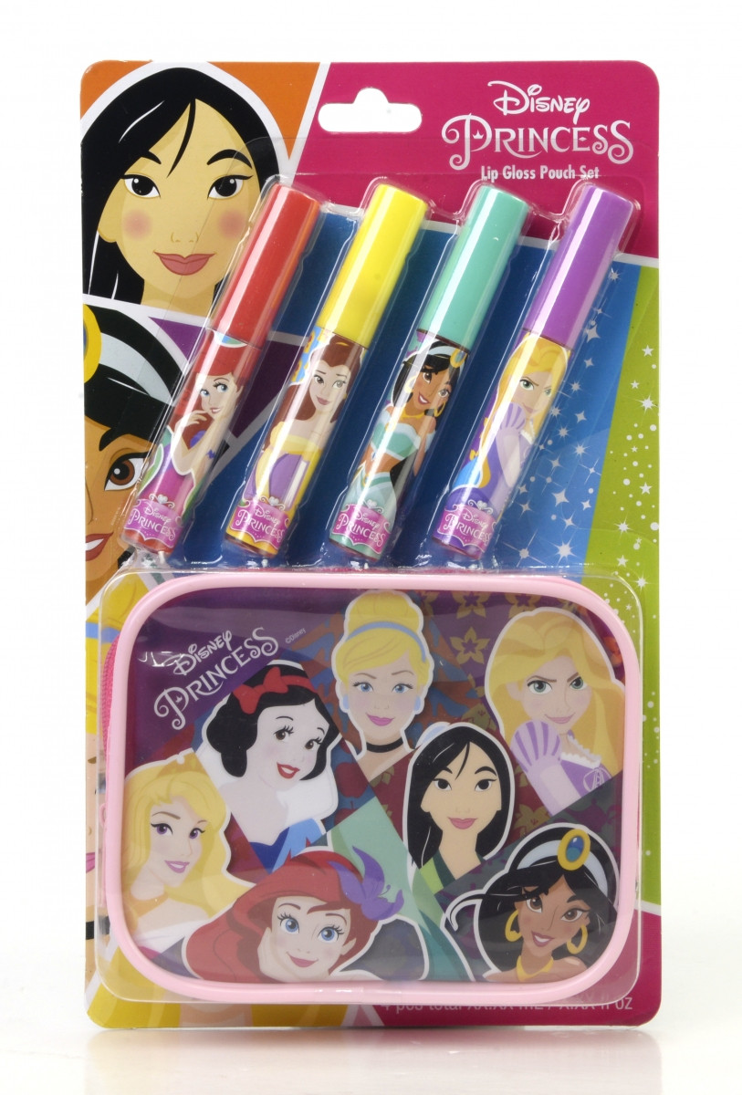 Markwins Disney Princess Lūpu spīdums 4gb. komplekts ar kosmētikas maciņu 3+