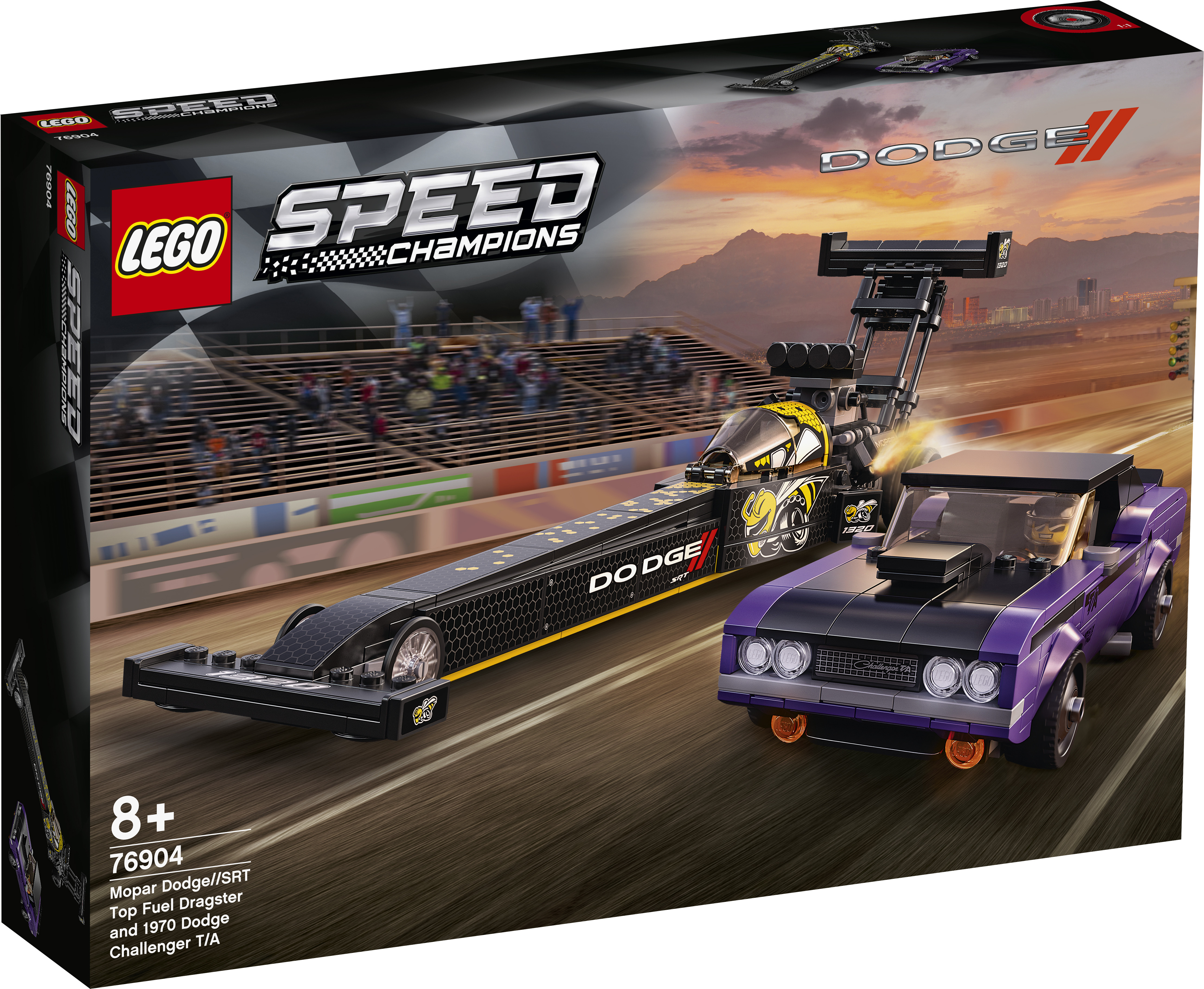 76904 LEGO® Speed Champions Mopar Dodge//SRT Top Fuel Dragster un 1970 Dodge Challenger T/A, c 8+ лет NEW 2021! (Maksas piegāde eur 3.99)