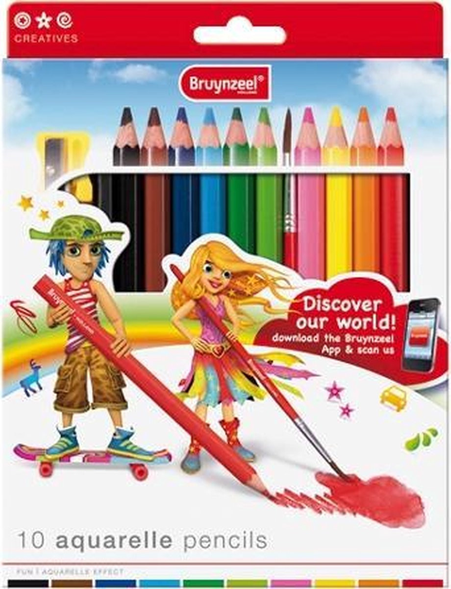 Bruynzeel Pludināmie akvareļu zīmuļi 10gb.