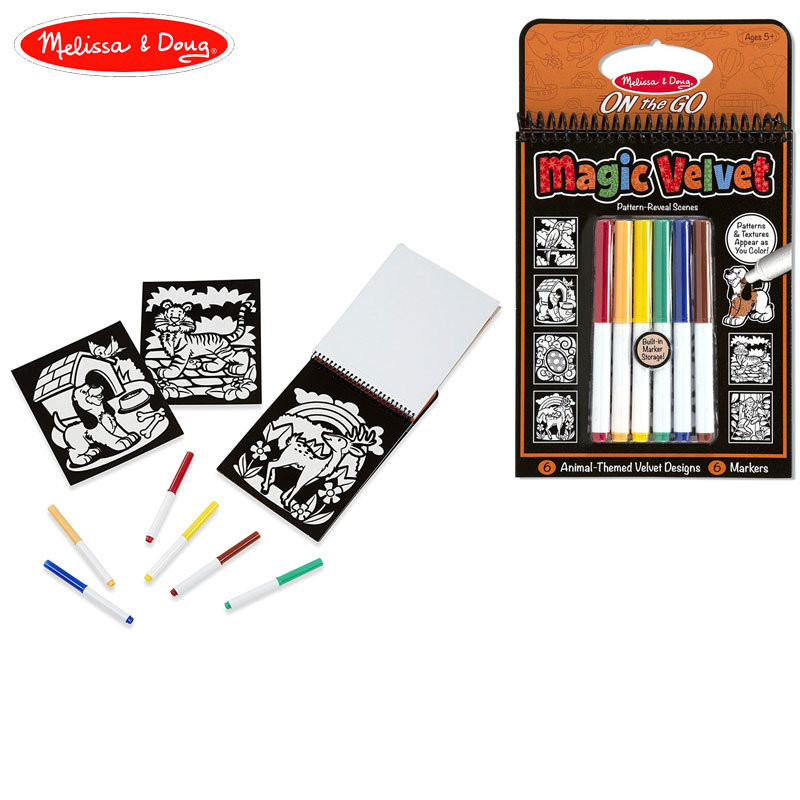 Melissa & Doug krāsojamais blociņš Zvēri - flomāsteri un velvet bildītes ar faktūrzīmējumiem, 15397