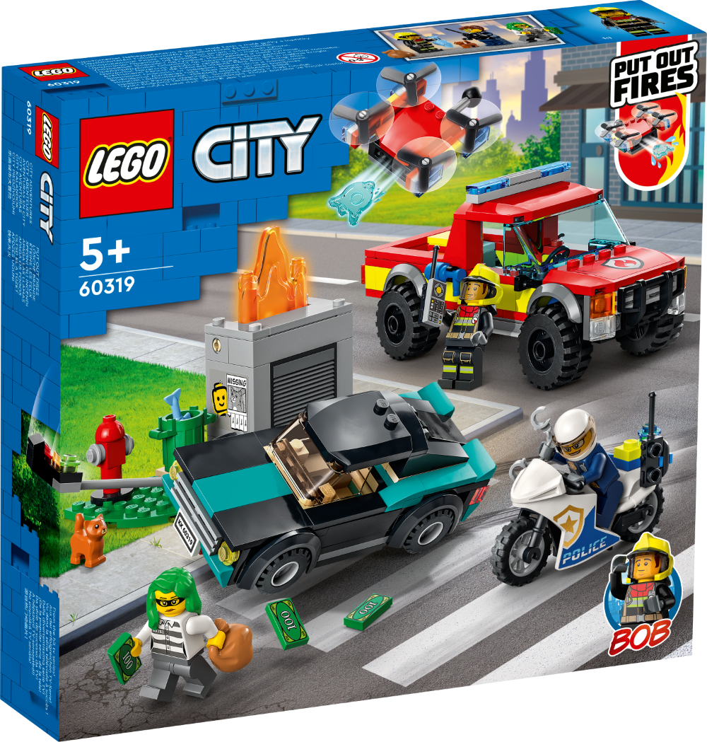60319 LEGO® City Ugunsdzēsēju operācija un policijas pakaļdzīšanās, 5+ gadiem, NEW 2022!(Maksas piegāde eur 3.99)