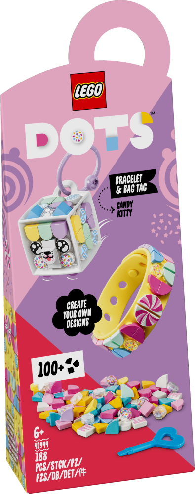 41944 LEGO® Dots Браслет и бирка для сумки «Карамельная киса» , 6+ лет, NEW 2022!