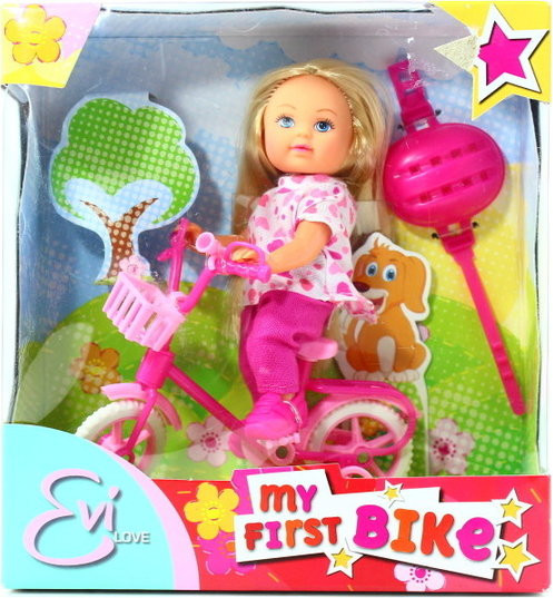 Simba Kustīga mini lelle ar velosipēdu (apm.12cm garumā)no 3 gadiem