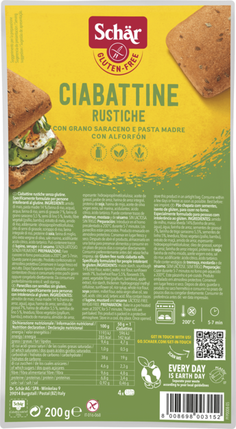 Schär Ciabatta Rustica graudu maizītes, bez glutēna, 200g