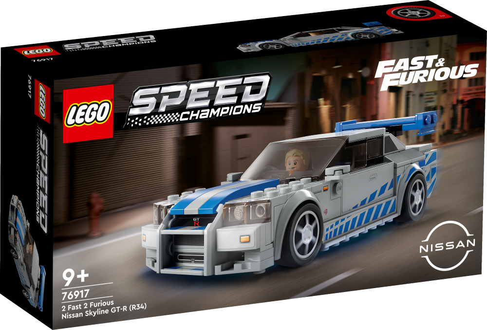 76917 LEGO® Speed Champions 2 Fast 2 Furious Nissan Skyline GT-R (R34), no 9+ gadiem, NEW 2023!