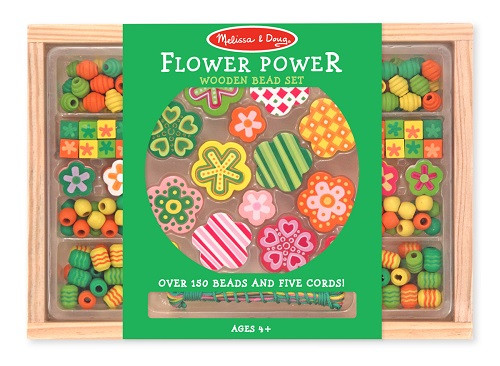 Melissa & Doug Krāsainās koka puķītes un pērlītes rotu veidošanai, no 4 gadiem, 14178