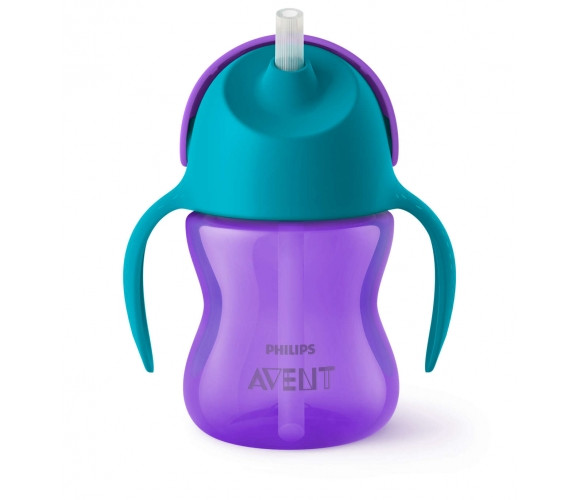 SCF 796/02 Philips Avent Pudelīte ar elastīgu salmiņu - violeta, no 9 mēn., 200ml
