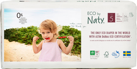 Naty by Nature Babycare 5 еkoloģiskās uzvelkamās biksītes, lielā paka, 12-18 kg. 34 gab. ECO, EKO - BIO