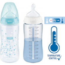 NUK First Choice 0-6mēn.pudelīte ar temperat. kontroles indikatoru,lateksa knupi,300ml