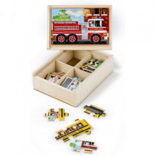 Melissa & Doug četras koka puzlītes- Transports 4x 12 gabaliņi; 13794