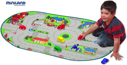 Miniland Interesanta trase - paklājiņš 90x150cm, no 3 gadiem, 97094 ,iepakojuma maisiņš ir apbružājies