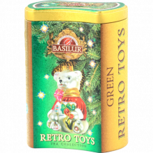 Akcija! Basilur Retro Toys zaļā tēja ar piedevām metāla iepakojumā, 75g