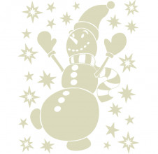 Logu uzlīmes- dekorācijas (BEZ līmes!) Sniegavīrs 38x30 cm