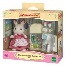 Sylvanian Families Chocolate Rabbit Mother un ledusskapis- pilns ar produktiem!