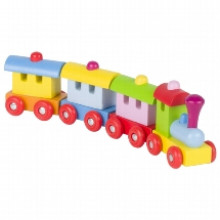 Goki mazais magnētiskais koka vilciens Sofija - ar dažādu krāsu vagoniņiem 55978