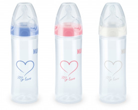 NUK Классическая пластиковая бутылка для молока, для ребенка от 6-18 месяцев, 2.размер силиконовая соска, 250мл, SD13
