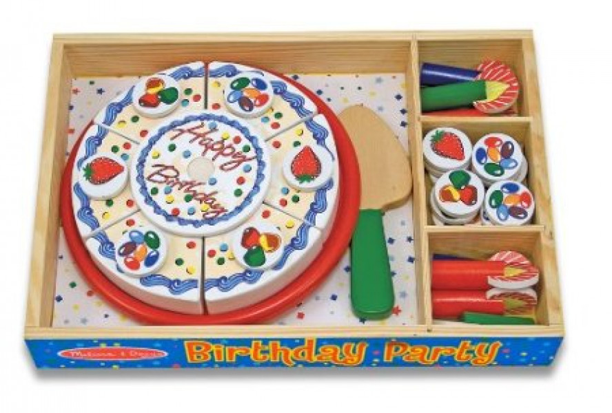 Melissa & Doug attīstošā dzimšanas dienas kūka no koka ar lipeklīpšiem 10511