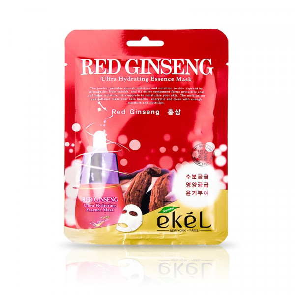 izpārdošana! Ekel Red Ginseng Essential Mask Auduma maska ādas elastībai ar sarkanā žeņšeņa ekstraktu (2022.g.23maijs)