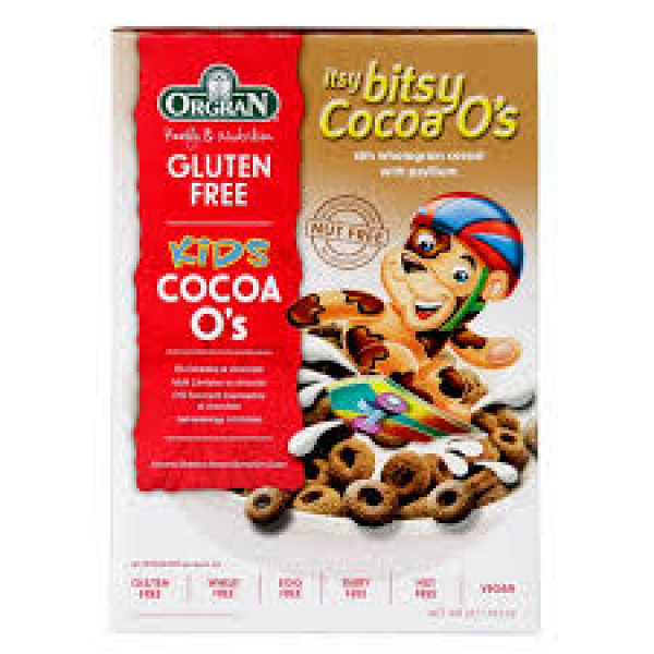 Orgran brokastu pārslas (aplīši) ar kakao bērniem, bez glutēna, 300g