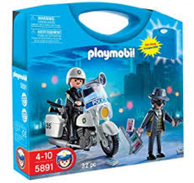 5891 PLAYMOBIL® City Action Policits ar motociklu un bandītu, no 4+