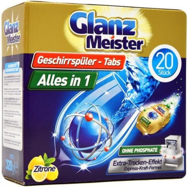 Glanz Meister Tabletes trauku mazgāšanas mašīnai ar citrona aromātu 20gb