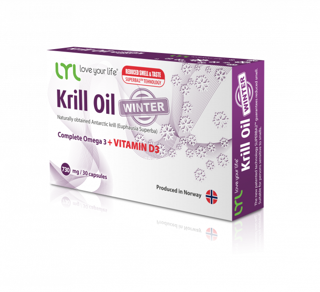 Akcija! LYL Krila eļļa WINTER (Omega 3 + D3 vitamīns), 730mg, 30 kapsulas)