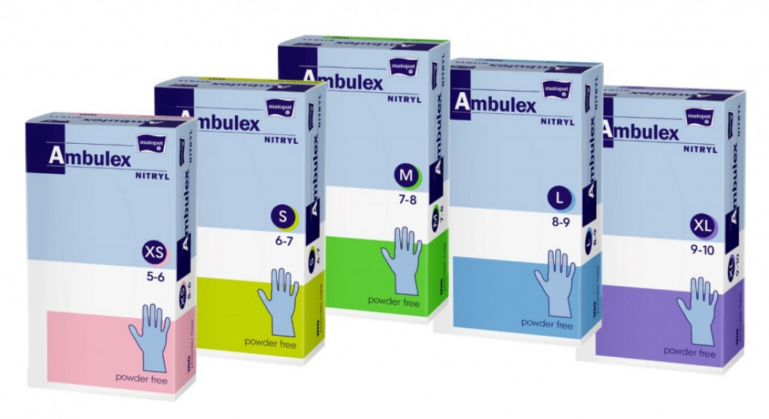 Matopat Ambulex nitrila cimdi, nepūderēti, L, 100 gb/iepak.