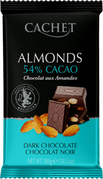Cachet Tumšā šokolāde 54% ar mandelēm, 300g