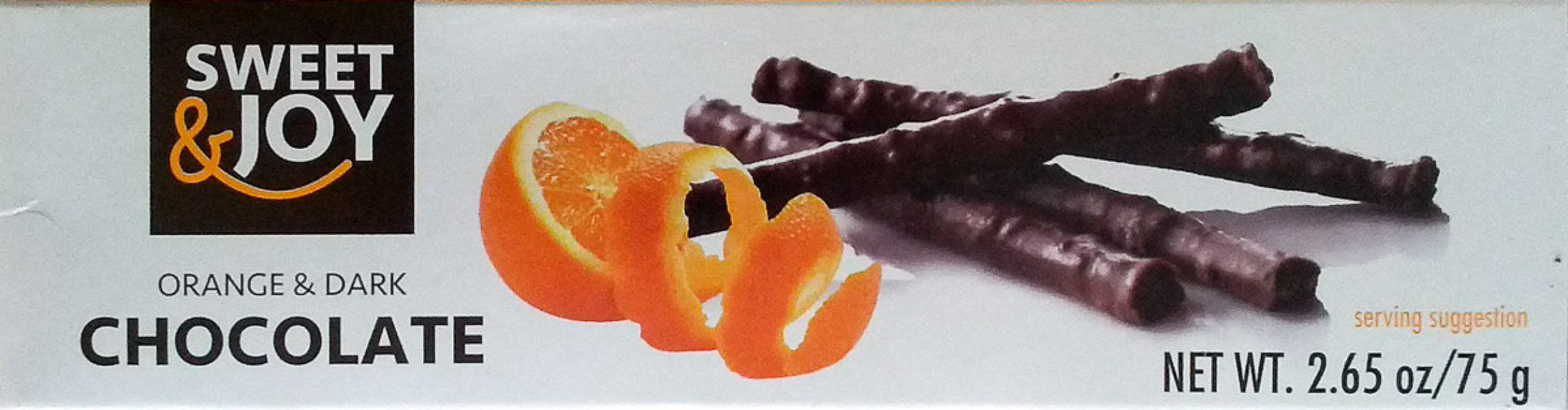 Sweet&Joy Tumšās šokolādes stienīši ar apelsīnu garšu, 75g