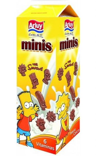 Akcija! Arluy Minis the Simpsons cepumi ar šokolādes garšu, ar 6 vitamīniem, dzelzi un kalciju, 275g