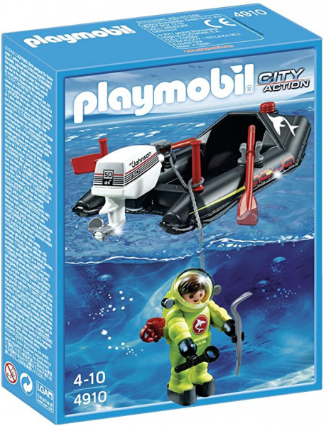 4910 PLAYMOBIL® City Action Nirējs ar laivu, no 4+