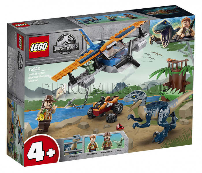 75942 LEGO® Jurassic World Velociraptors: glābšanas misija ar divplāksni, no 4+ gadiem NEW 2020!