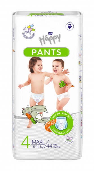 Mīkstās un plānās Bella baby Happy 4 MAXI pants - biksītes 8-14kg, 44gab