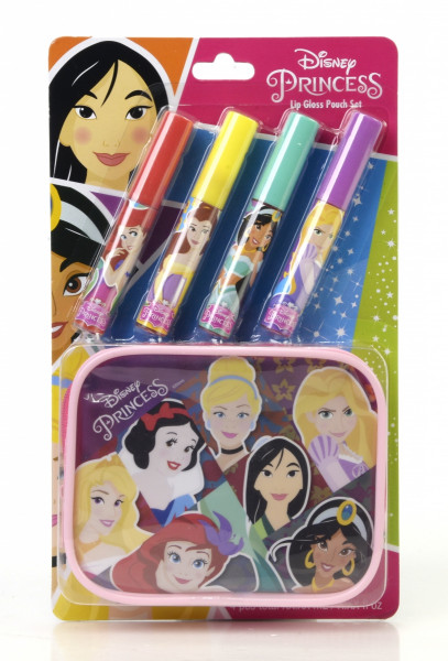 Markwins Disney Princess Lūpu spīdums 4gb. komplekts ar kosmētikas maciņu 3+