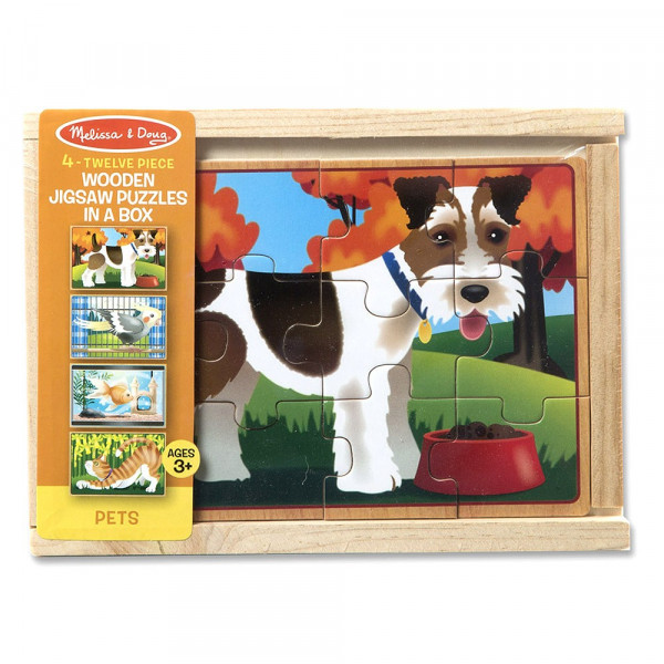 Melissa & Doug četras koka puzlītes- Mājdzīvnieki 4x 12 gb.; 13790