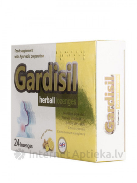 Gardisil herball sūkājamās tabletes ar citrona-ingvera garšu elpošanas veselībai, 24 tabl.