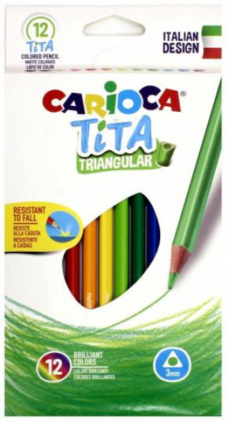 Carioca Krāsainie zīmuļi, triecienizturīgi 12 krāsas