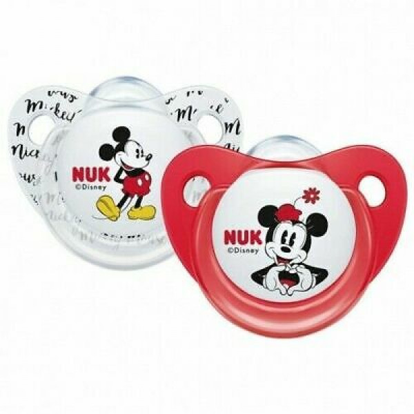 Izpārdošana! SU28 Nuk Disney Mickey, silikona пустышка 1.размер (0-6 мес.), 2 шт.