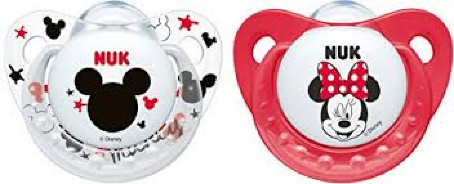 SU29 Nuk Disney Mickey, silikona пустышка 2.размер (6-18 мес.), 2 шт.