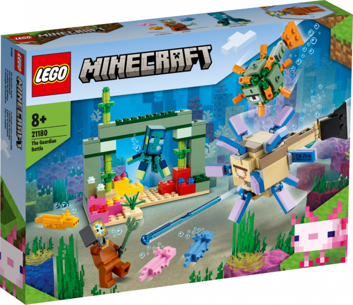 21180 LEGO® Minecraft Битва со стражем, 8+ лет, NEW 2022! (Maksas piegāde eur 3.99)