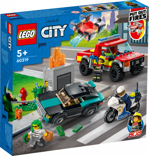 60319 LEGO® City Ugunsdzēsēju operācija un policijas pakaļdzīšanās,c 5+ лет, NEW 2022!(Maksas piegāde eur 3.99)