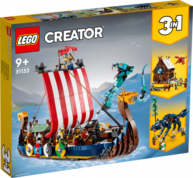 31132 LEGO® Creator Корабль викингов и Мидгардский змей, с 9+ лет, NEW 2022! (Maksas piegāde eur 3.99)