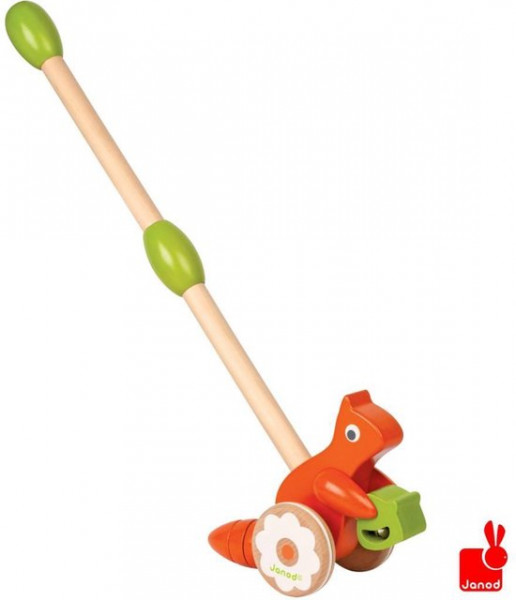 Janod koka stumjamā rotaļlieta - vāvere ar zvārgulīti 1+, J08128