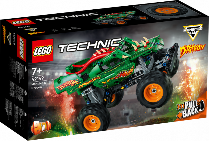 42149 LEGO® Technic Monster Jam™ Dragon™, no 7+ gadiem, NEW 2023!
