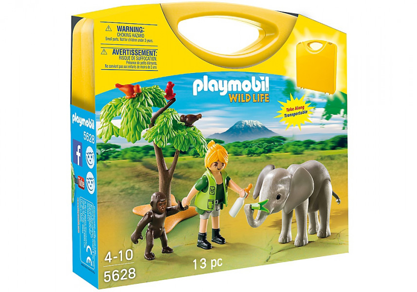 5628 PLAYMOBIL® Wild Life Ziloņu mazulis un pētniece koferītī, no 4+