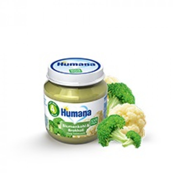 Humana Bio Puķkāpostu un brokoļu biezenis, no 4 mēn., 125g, 4557