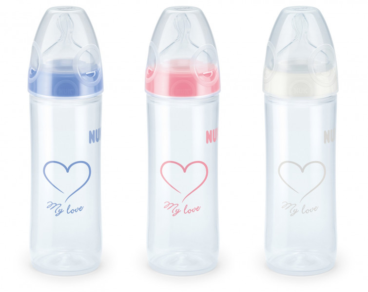 NUK Klasiskā plastmasas pudelīte pienam mazulim no 6-18 mēnešiem, ar 2.izmēra silikona knupīti, 250ml, SD13