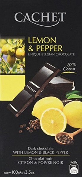 Cachet Tumšā šokolāde ar citroniem un melnajiem pipariem, 57% kakao, 100g