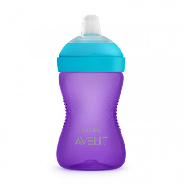 SCF 802/02 Philips Avent Mācību pudelīte ar mīkstu snīpi - violeta, no 9 mēn., 300ml